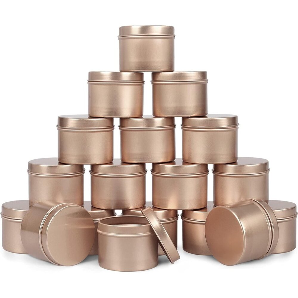 Versatile Light Gold 4oz Candle Tins - Ideal for DIY Projects & Festive Gifting